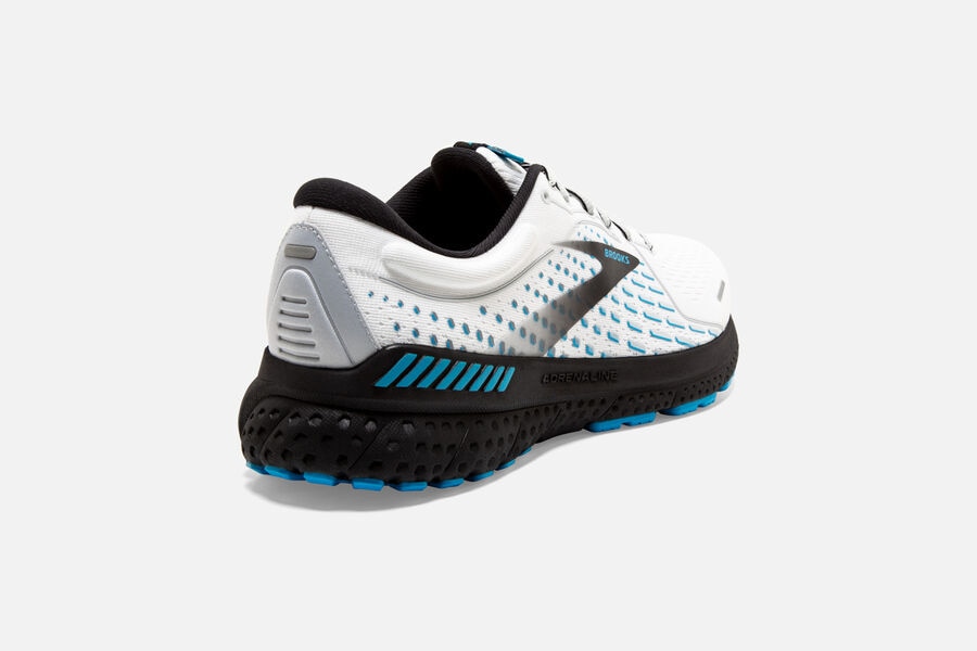 Brooks Adrenaline Gts 21 Road Löparskor Herr - Vita/Svarta/Blå - 9874-WBPZF